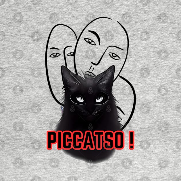 Piccatso! Picasso famous painter Artist black cat art work master piece by Shean Fritts 